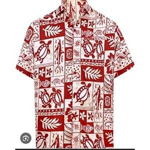 La Leela Aloha Men’s 7X Hawaiian Shirt Rayon Button Up Tropical Print short slv